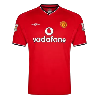 Men Retro Fan Version Manchester United Home Soccer Jersey 2000/02 Red - bestfootballkits