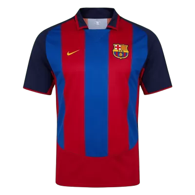 Men Retro Fan Version Barcelona Home Soccer Jersey 2003/04 Red&Blue - bestfootballkits