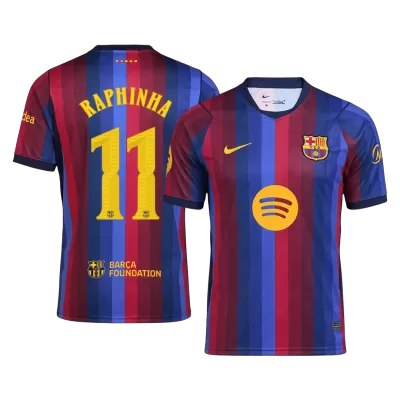 RAPHINHA #11 Men Fan 26/27 Barcelona Home Soccer Jersey Short Sleeve Blue&Garnet - UCL - bestfootballkits