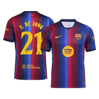 F. DE JONG #21 Men Fan 26/27 Barcelona Home Soccer Jersey Short Sleeve Blue&Garnet - UCL - bestfootballkits