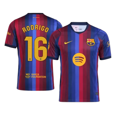 RODRIGO #16 Men Fan 26/27 Barcelona Home Soccer Jersey Short Sleeve Blue&Garnet - bestfootballkits