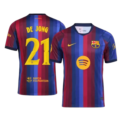 F. DE JONG #21 Men Fan 26/27 Barcelona Home Soccer Jersey Short Sleeve Blue&Garnet - UCL - bestfootballkits